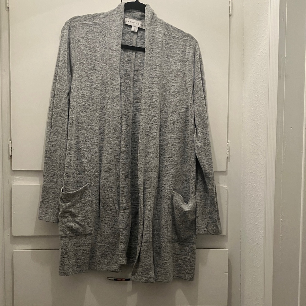 Larry Levine Heather Gray Knit Cardigan